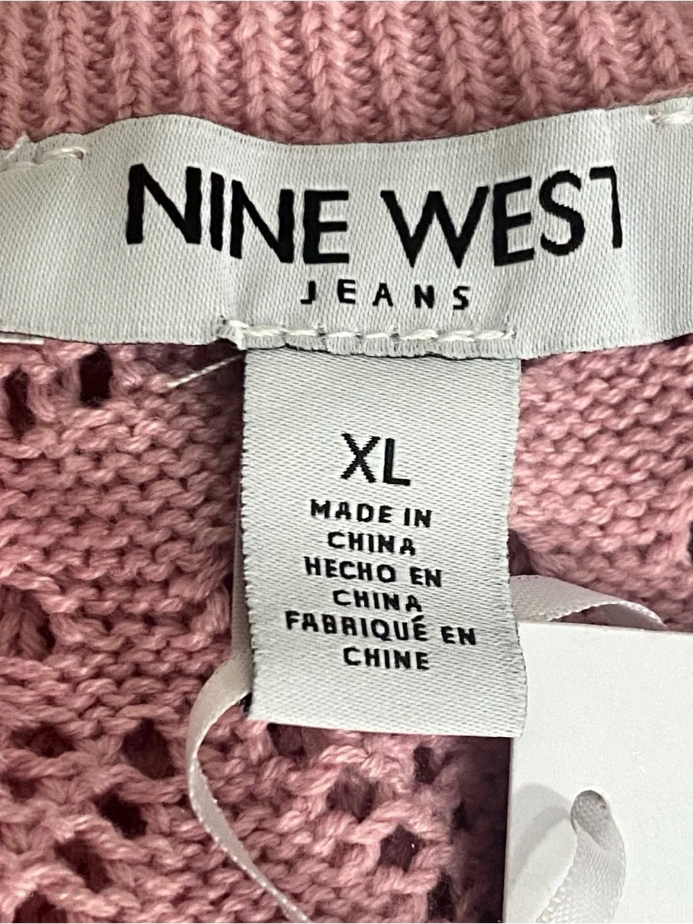 Nine West NWT Coquette Fairycore Soft Open-Knit Rose Color Sweater Top XL